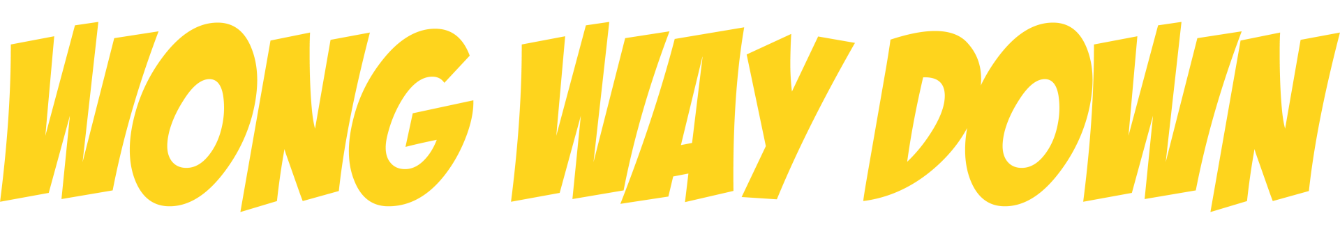The word wong way down is written in yellow on a white background.