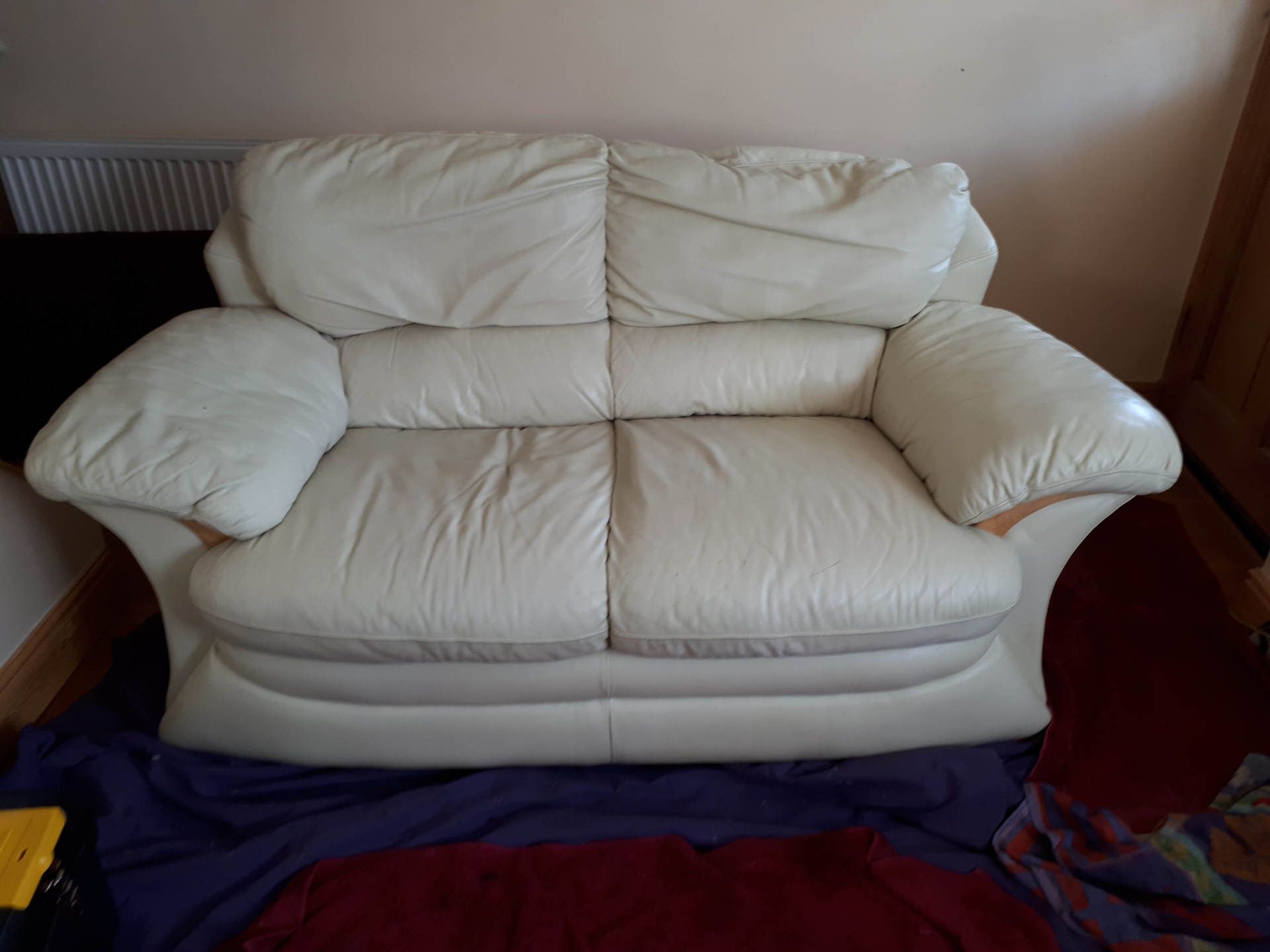 Before repair white sofa