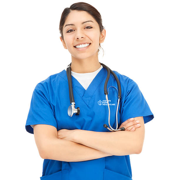 nurse with company shirt