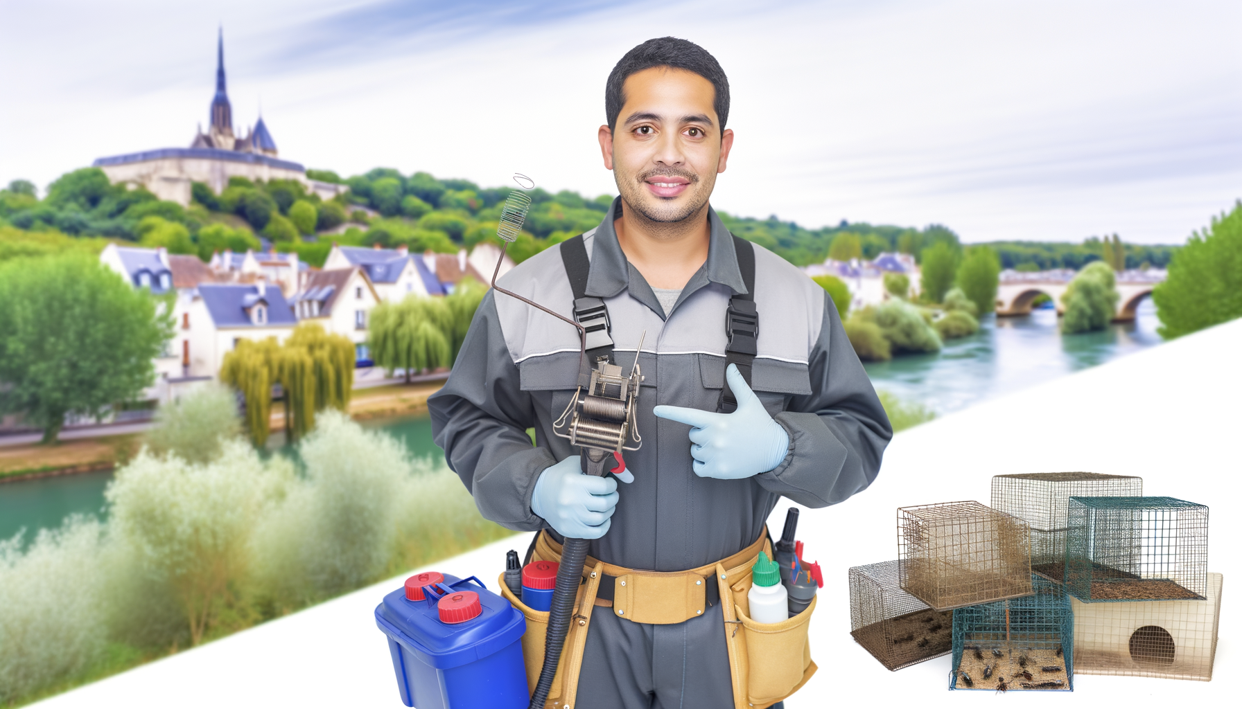 technicien hygiéniste avec du matériel anti rongeur