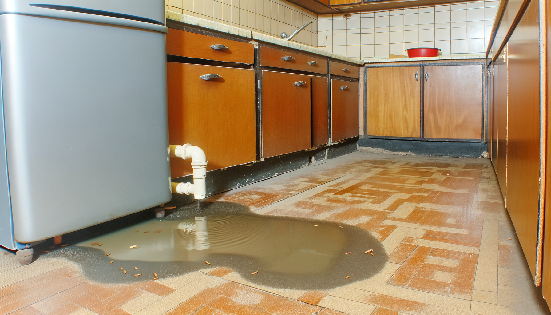 cuisine avec une fuite sur le le vaisselle