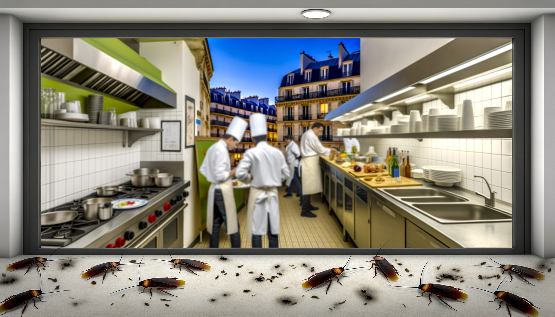 milliers de blattes dans un restaurant