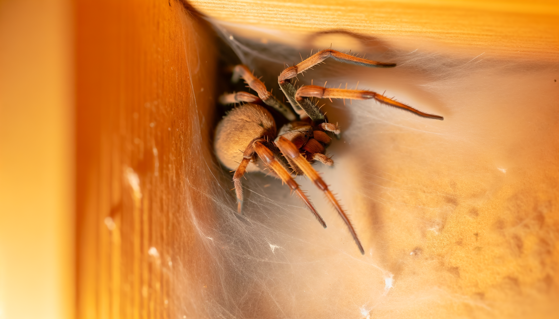 araignée dans un coin de porte