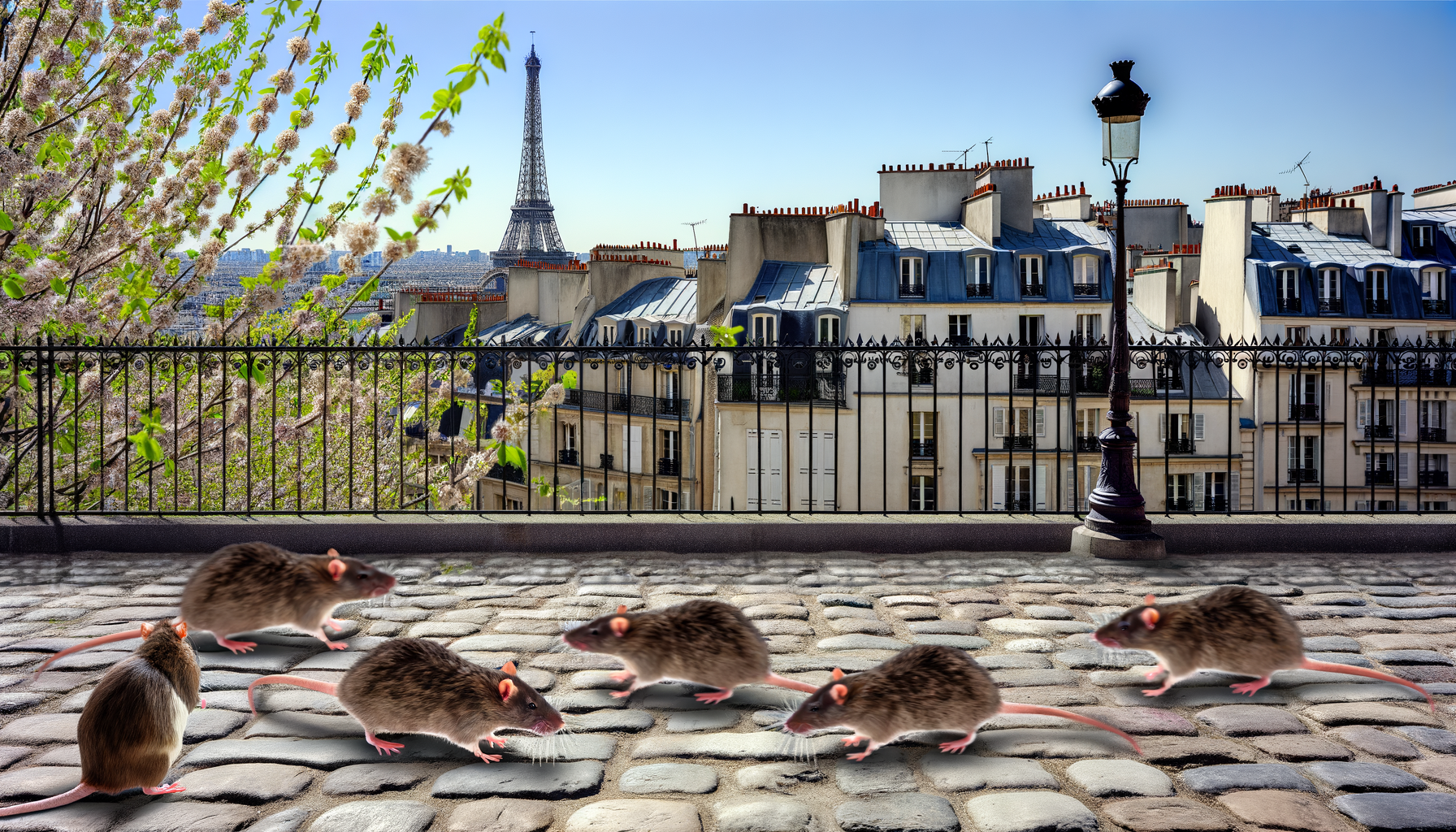 rongeurs sur une place de Paris