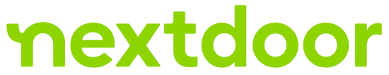 The Nextdoor logo in lime green on a white background.