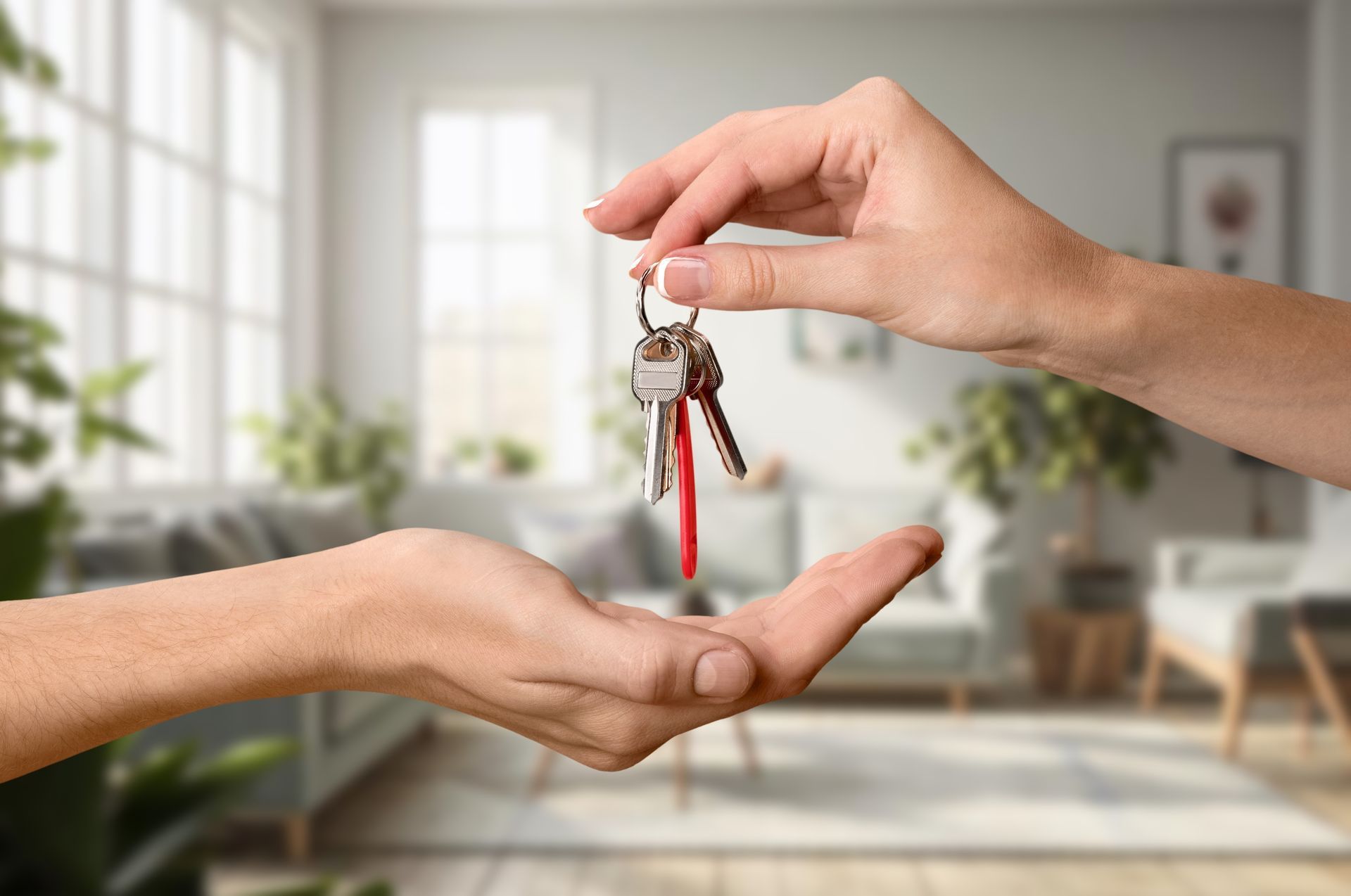Agent giving key to owner or tenant.