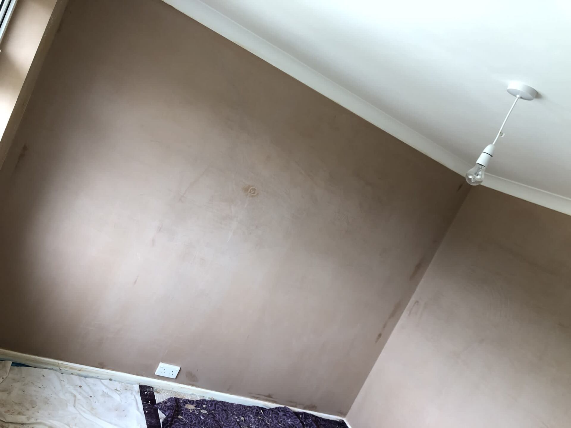 plastered ceiling and walls