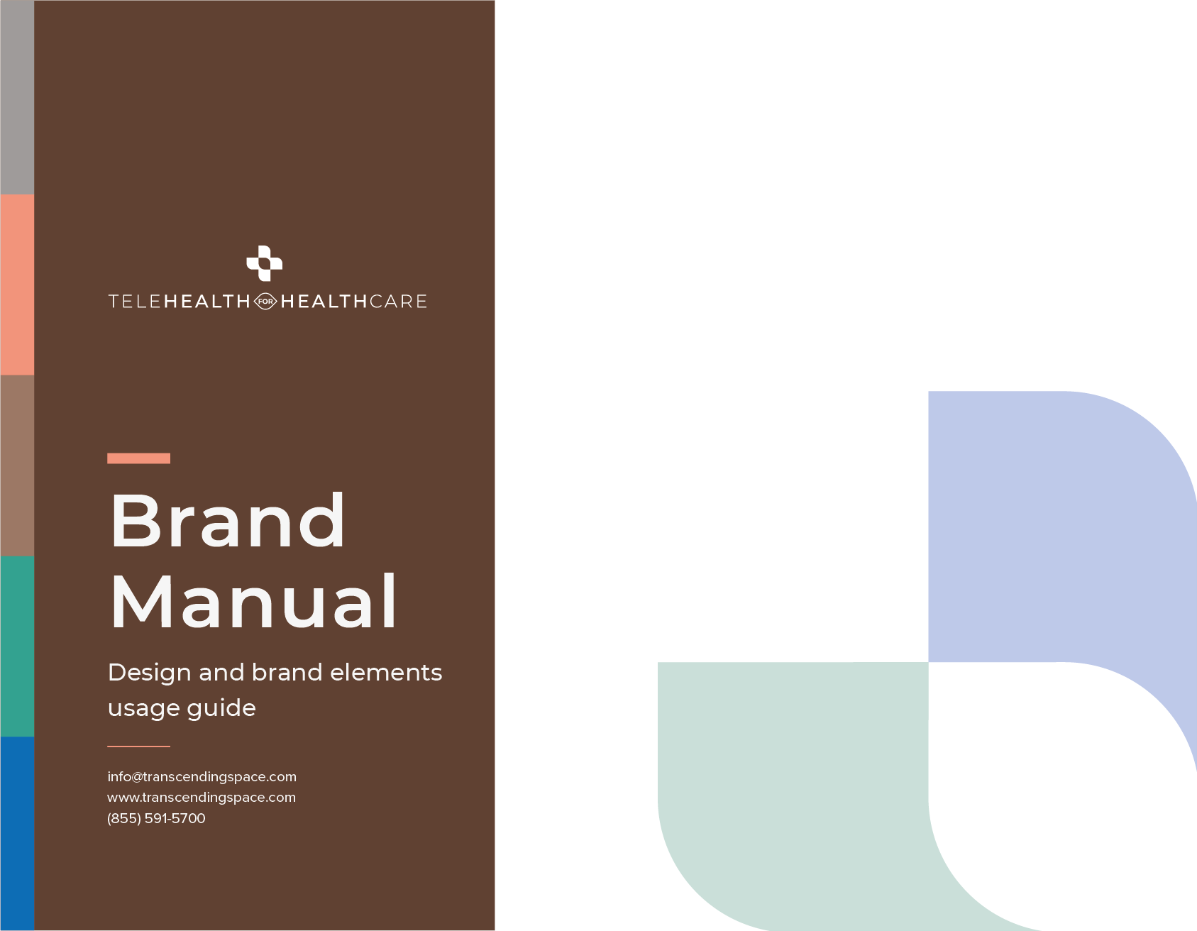 Brand manual cover for healthcare SAAS with brown and white design. Title:
