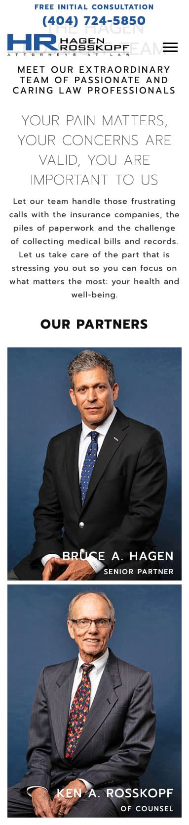 Advertisment with two partner portraits. Man in suit and tie.