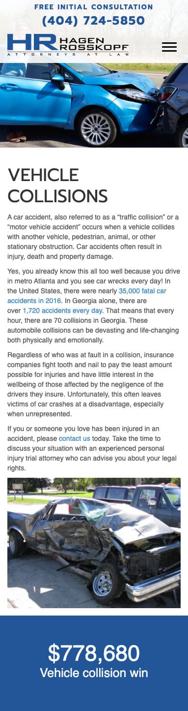 Photo for HR Legal Corporation, showcasing car accident damage, with a monetary figure.