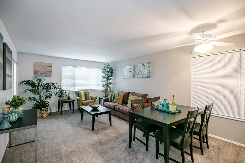 Photo of a living room with a long window