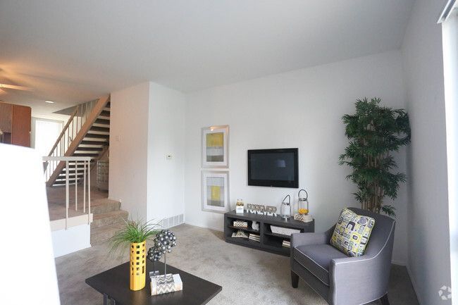 Photo of sunken living room area