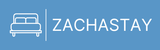 Blue logo with a white outlined sofa icon above the word “ZACHTASTAY”