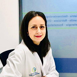 Logo del Centro Medico San Giuseppe: una figura all'interno di un cerchio blu e verde, con testo sottostante.