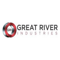 The logo for great river industries is a red and silver circle.