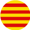 Un círculo de rayas rojas y amarillas sobre un fondo blanco.