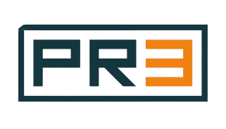 Un logotipo negro y naranja para una empresa llamada pre.