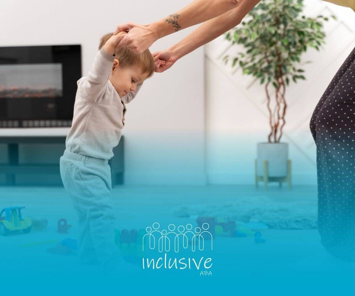 A BCBA supporting toddler with autism during ABA therapy activity.