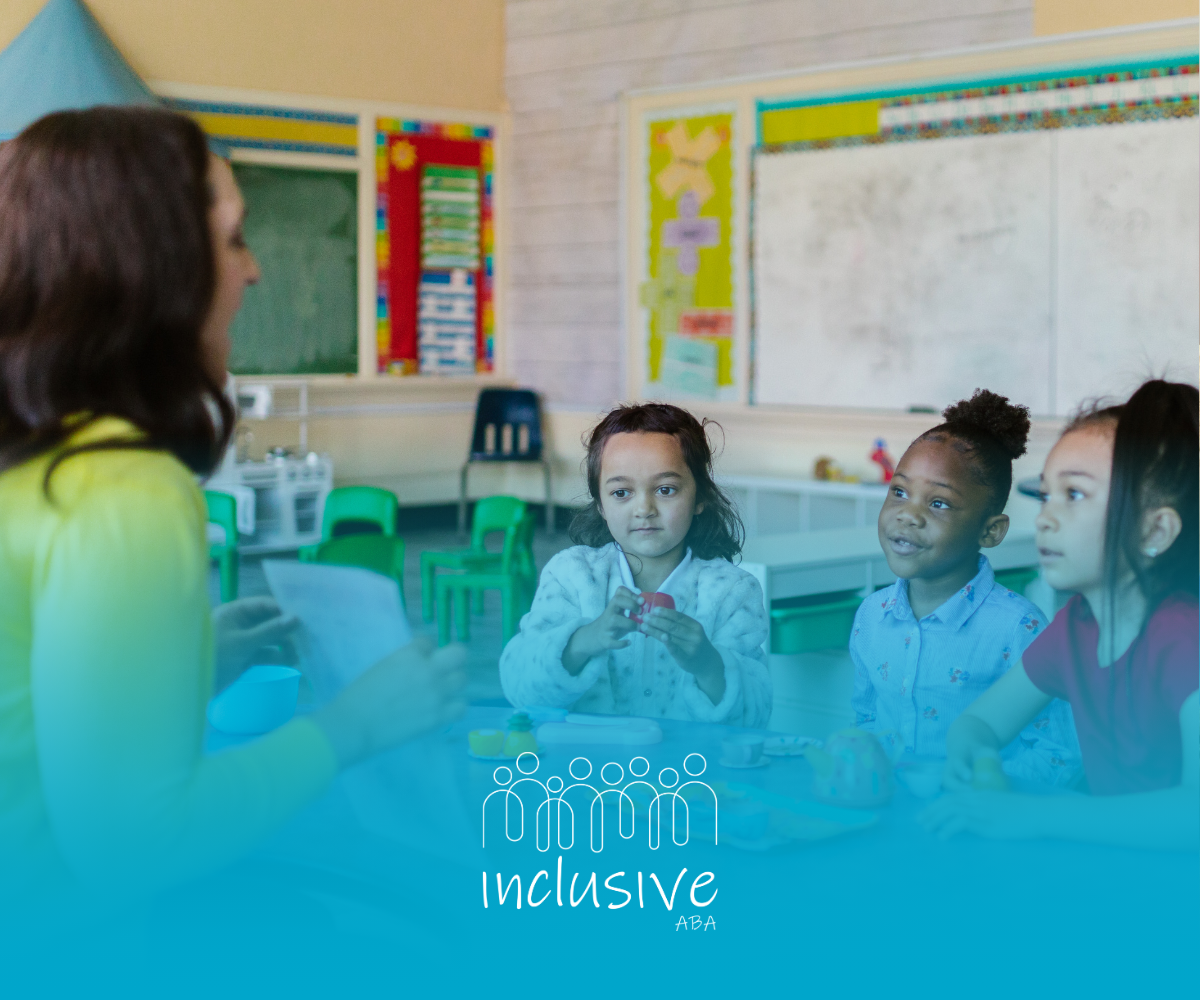 A teacher is talking to a group of children in a classroom.