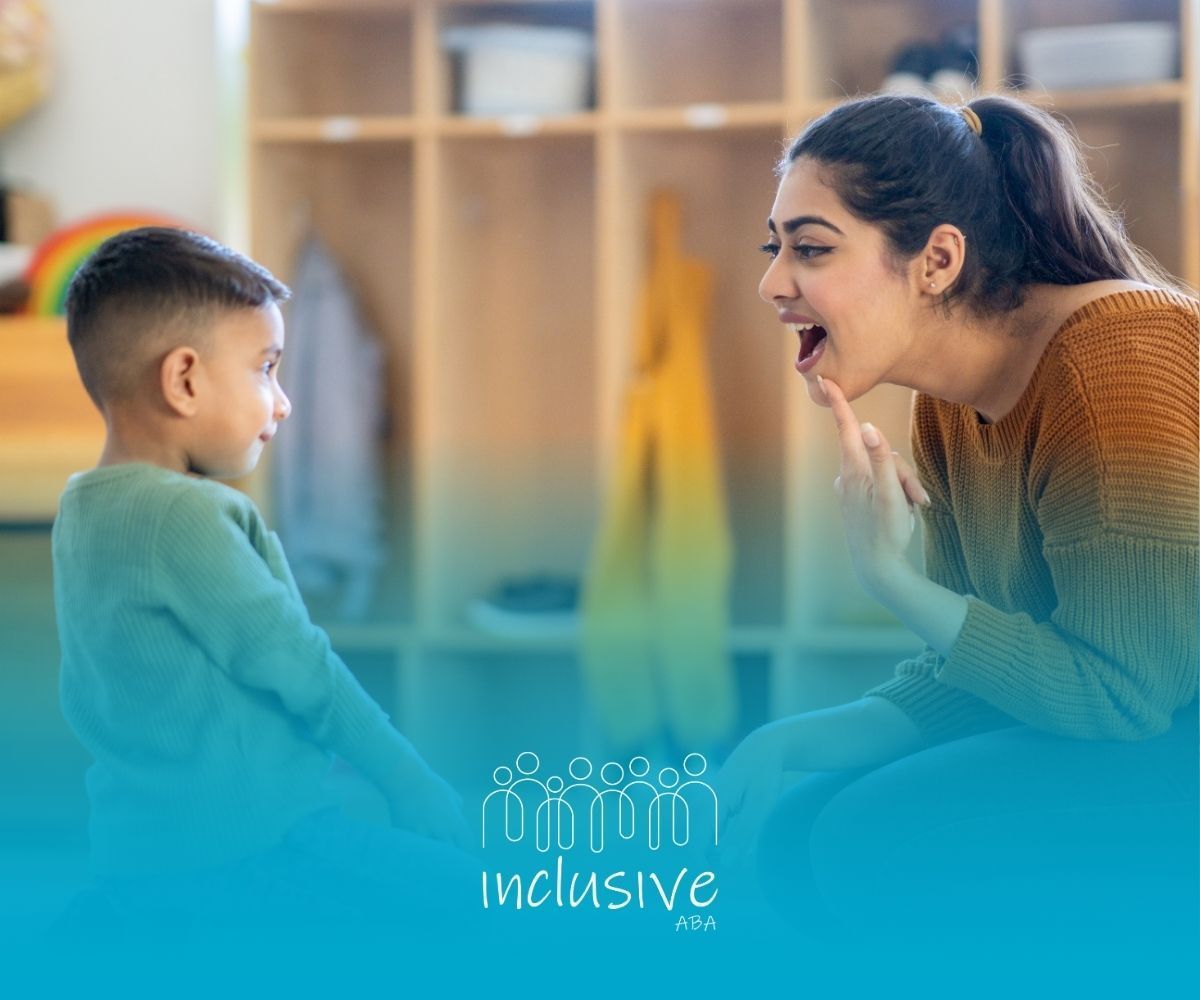 A woman is talking to a young boy in a locker room.