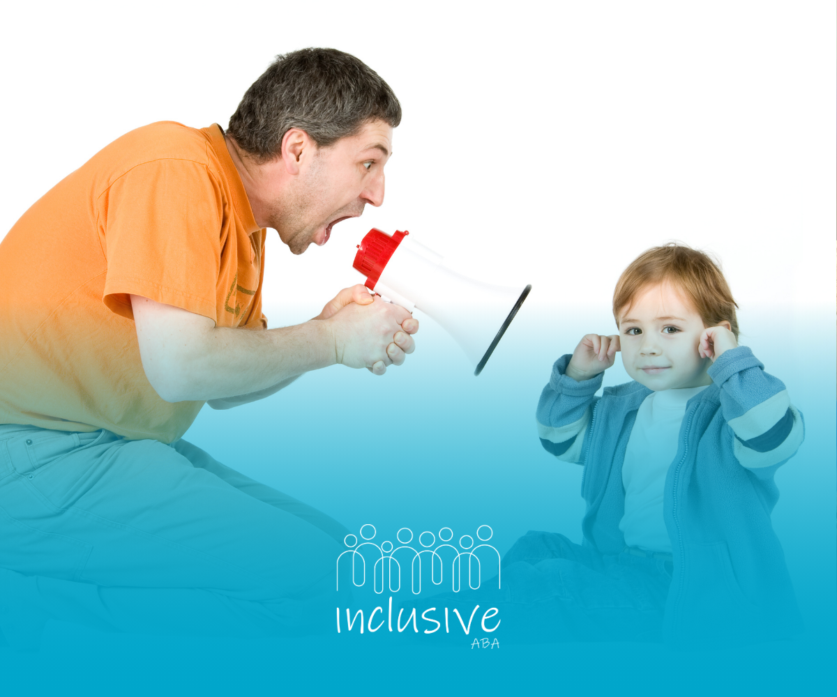 A man is yelling at a little boy who is covering his ears