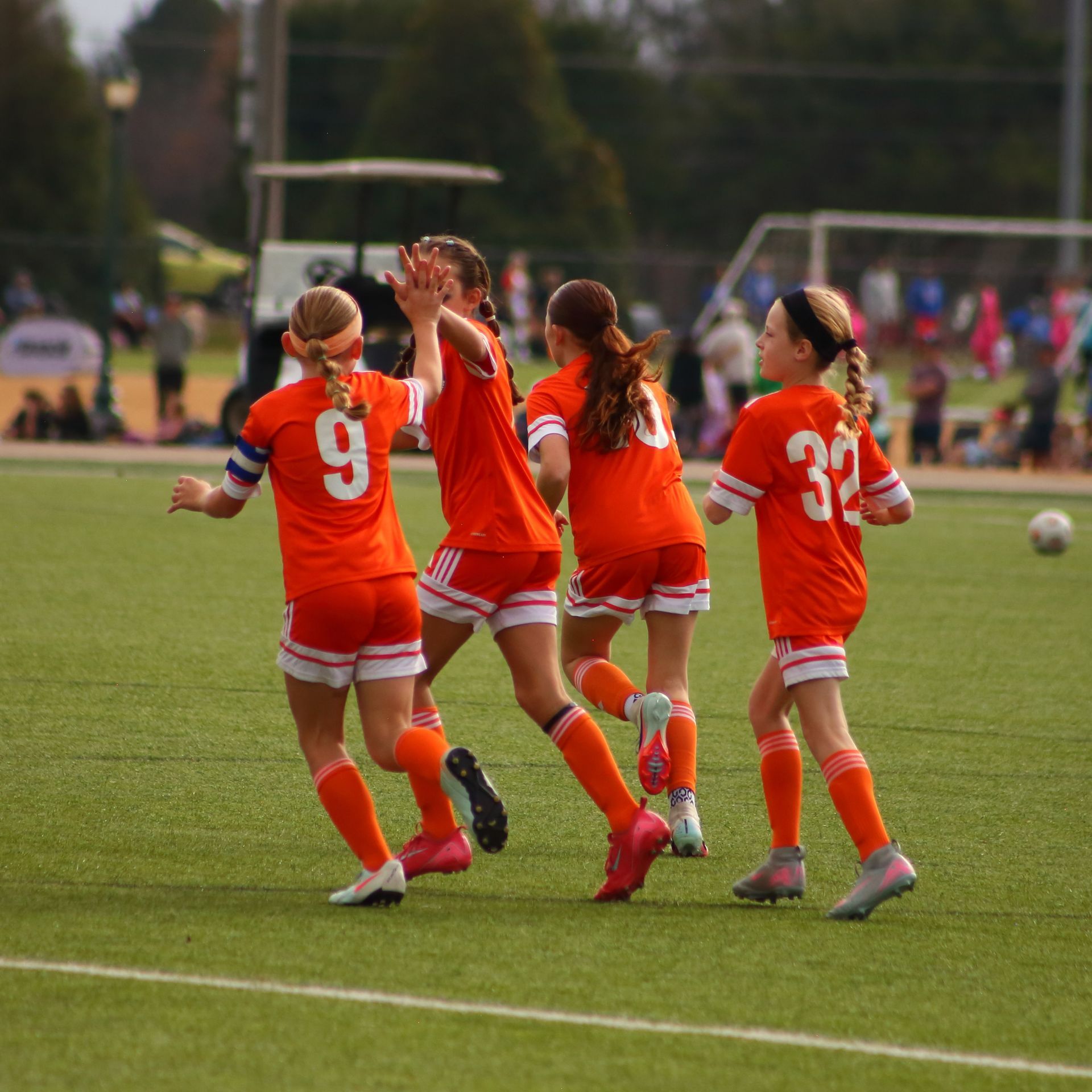 Soccer players celebrating 
