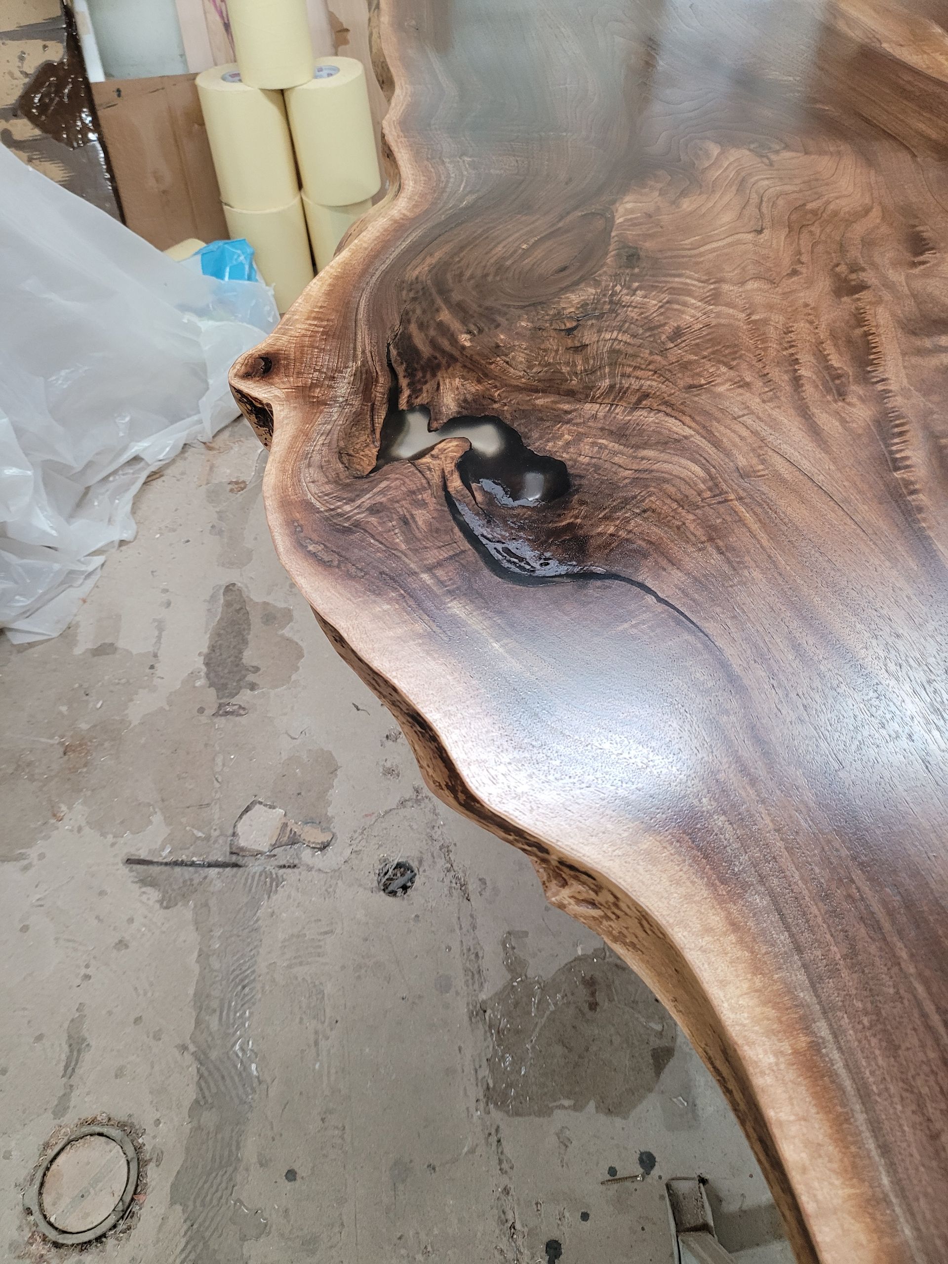 A close up of a piece of wood on a table.