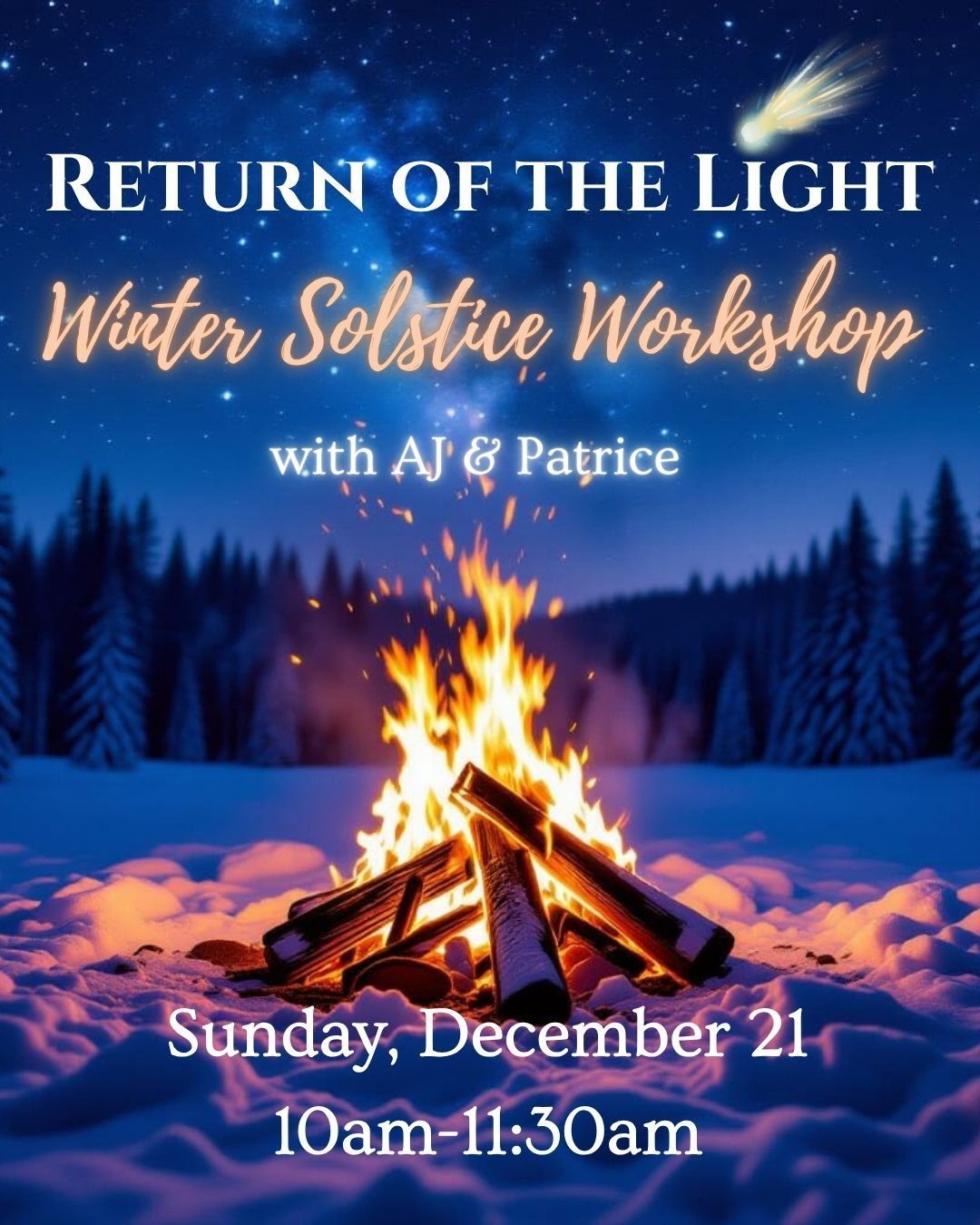 Winter sunset with a bonfire