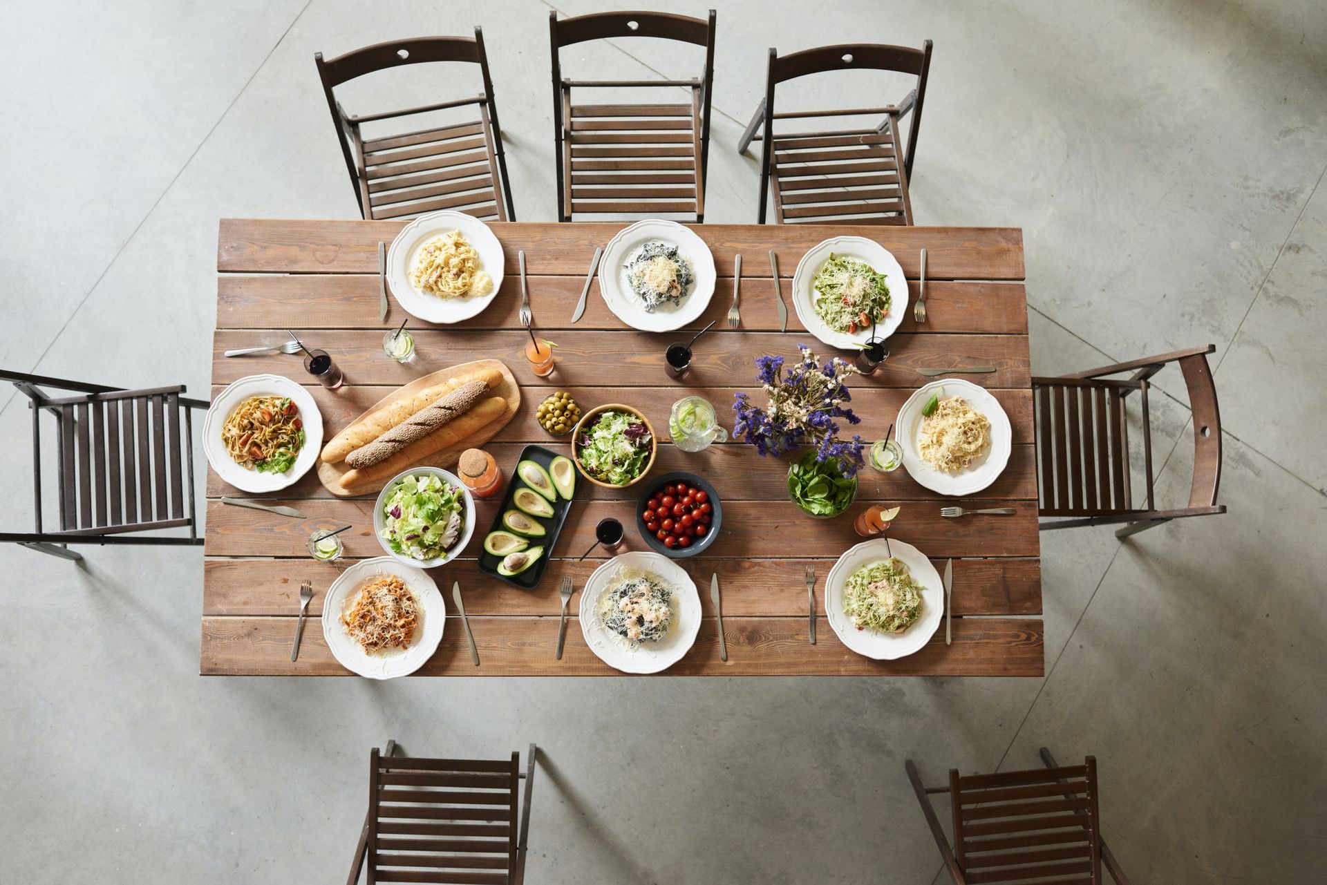 Table with food served