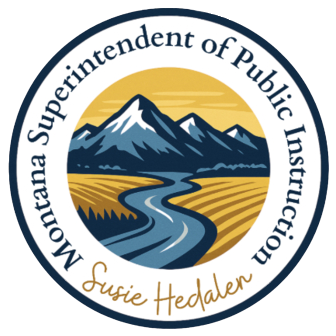 The image has the seal of the state of Montana in the center and then above it says OFFICE OF PUBLIC INSTRUCTION and below it says SUSIE HEDALEN, STATE SUPERINTENDENT