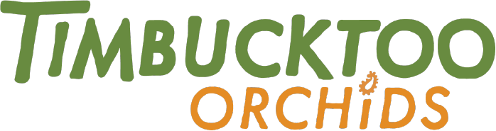 Logo of Timbucktoo Orchids in green and orange.