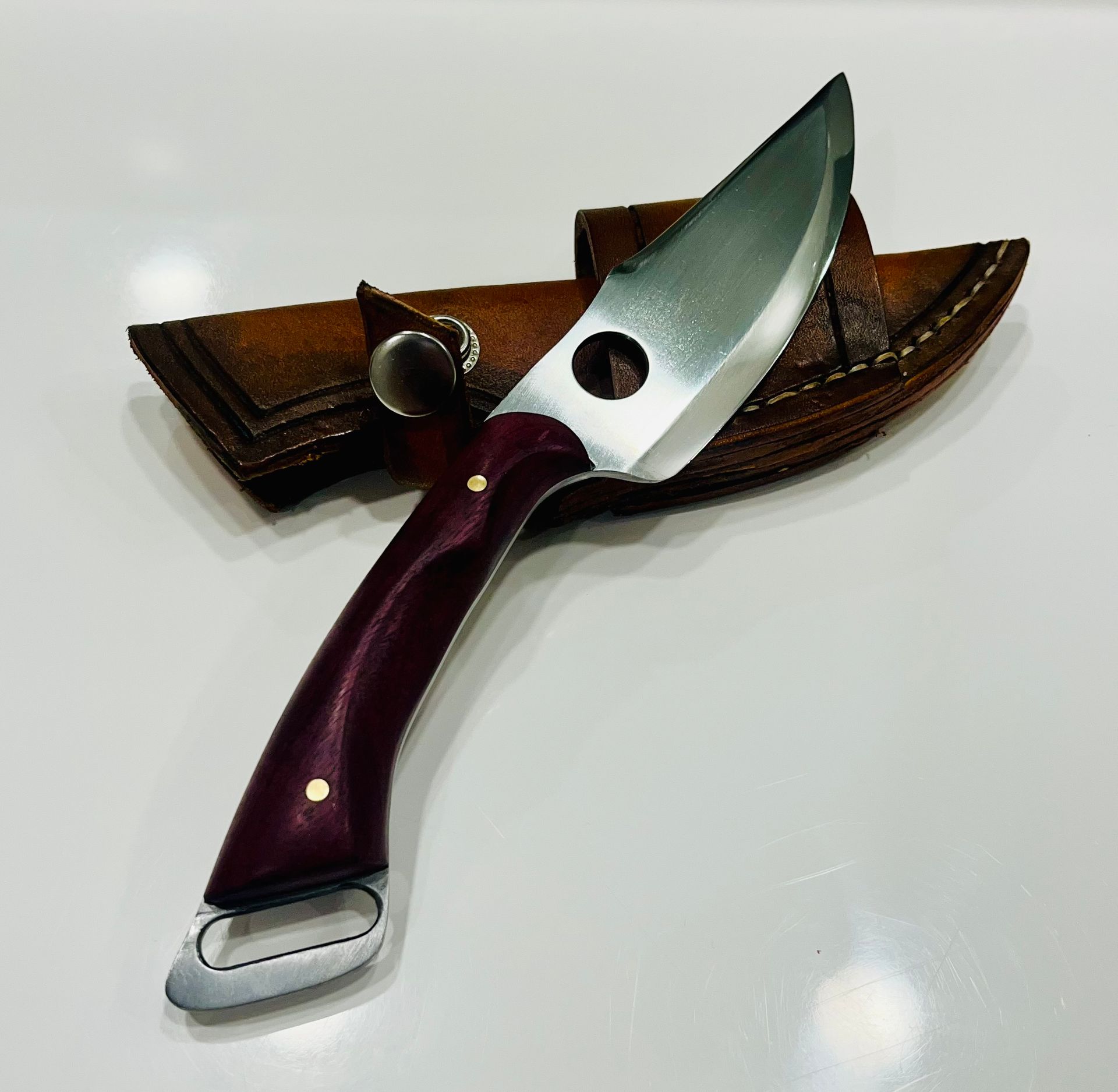 custom blade with leather sheath