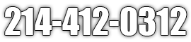 Phone number "214-412-0312" in white with shadow on white background.