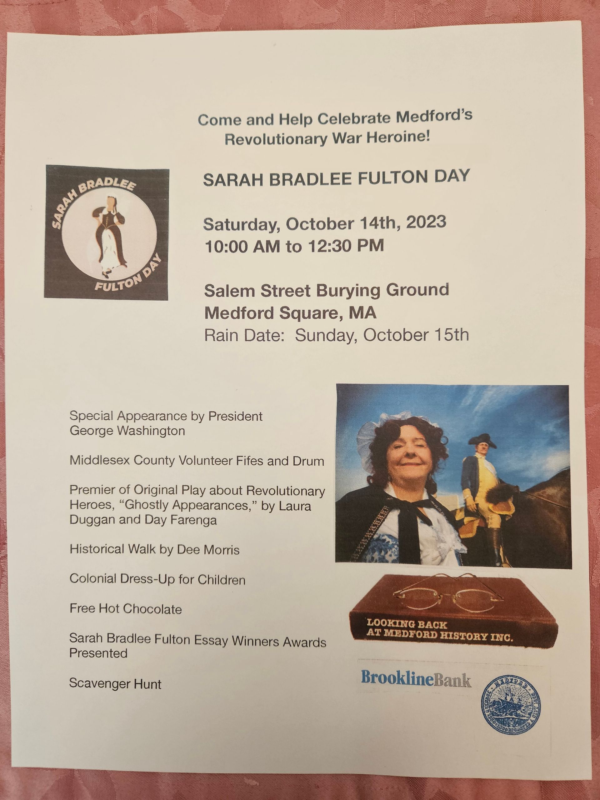 A flyer for sarah brackles fulton day on saturday october 14th