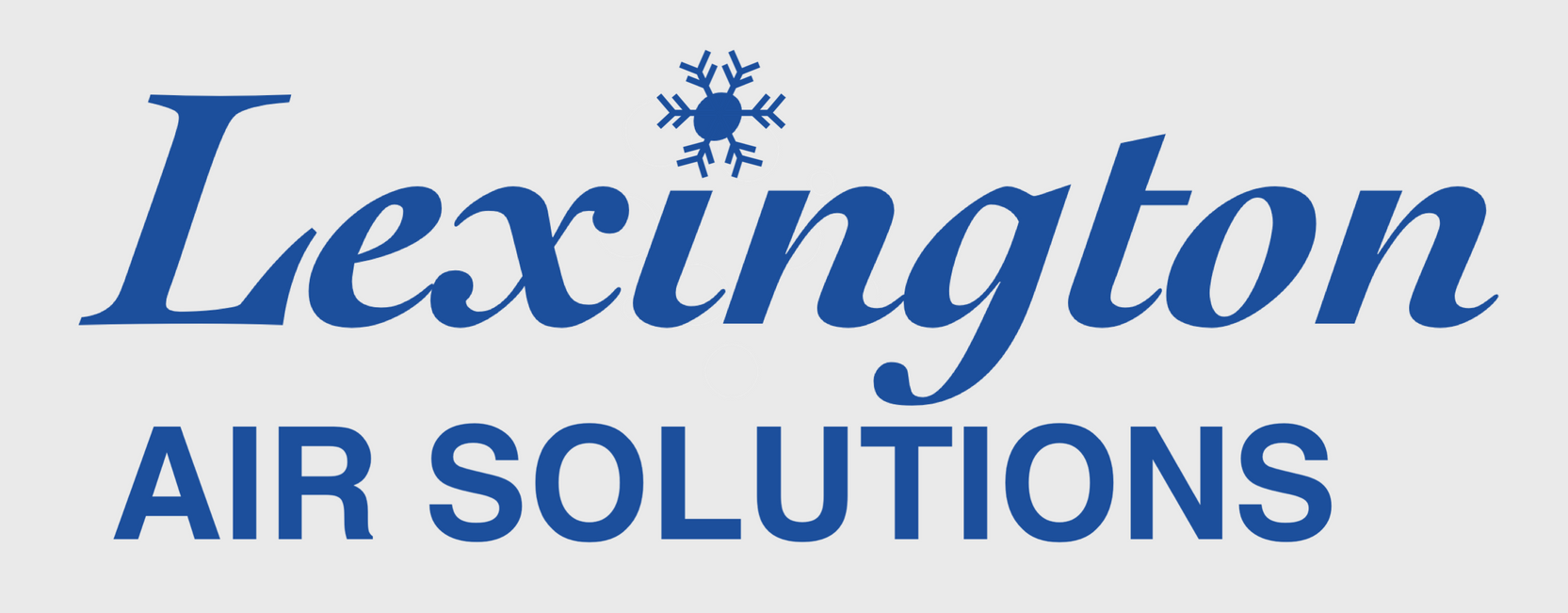 Lexington Air Solutions logo with blue text and snowflake icon on a light gray background.