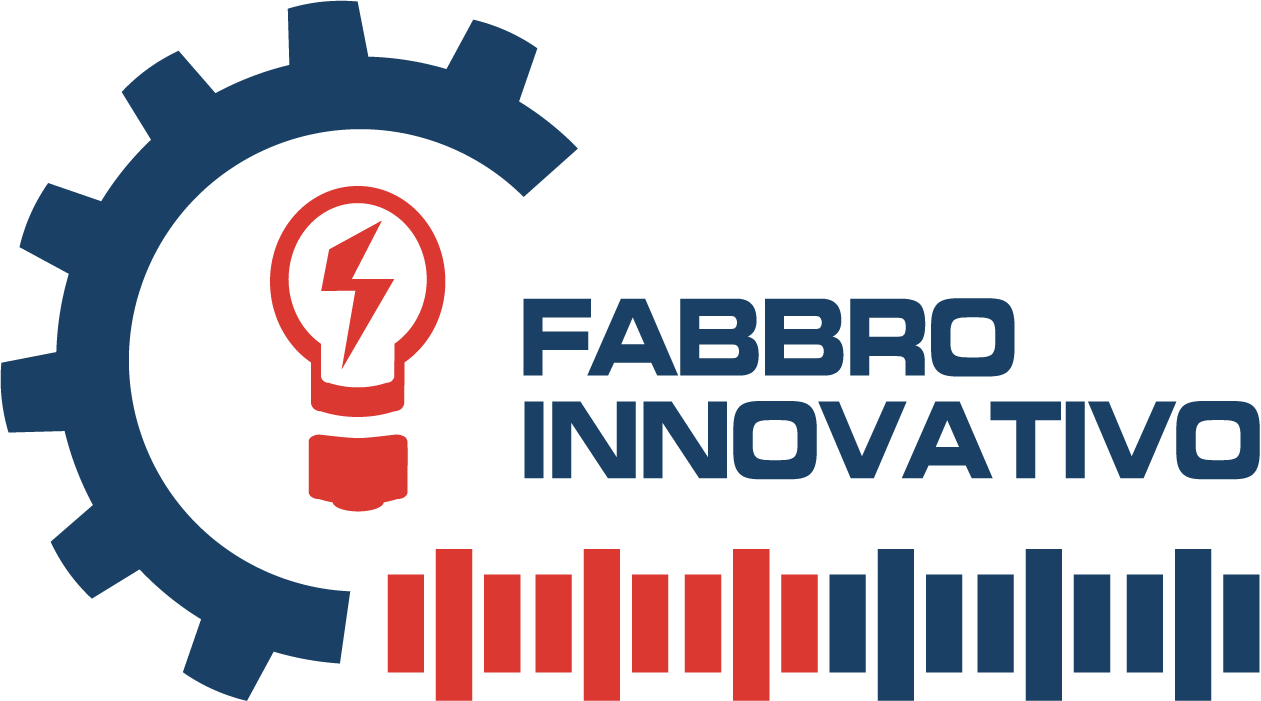 Un logo per fabbro innovativo con una lampadina e un ingranaggio.