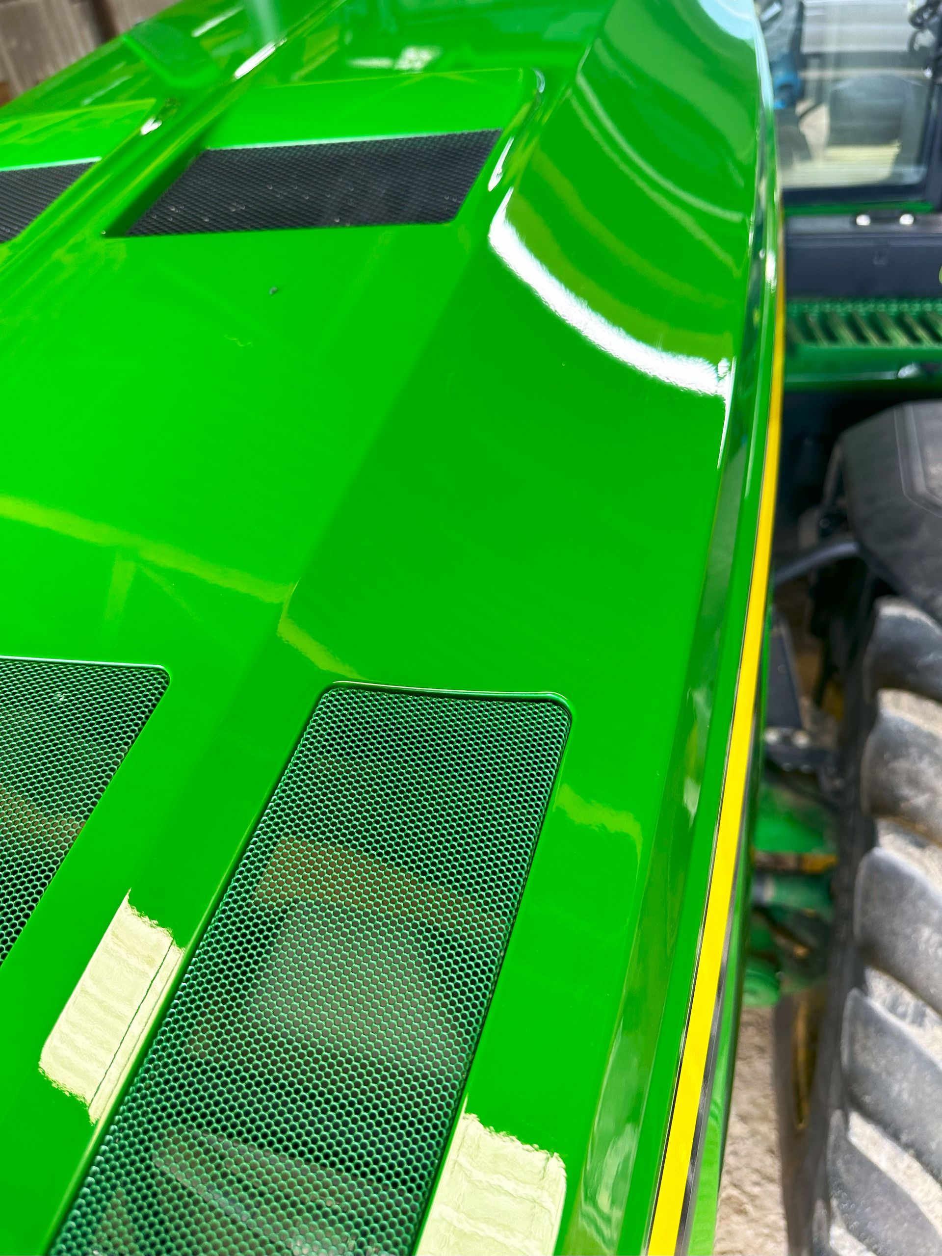 John Deere tractor restored with ceramic coating after application