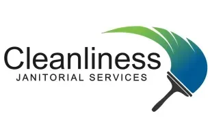 A logo for cleanliness janitorial services with a feather and a window cleaner.