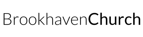 The logo for brookhaven church is black and white on a white background.