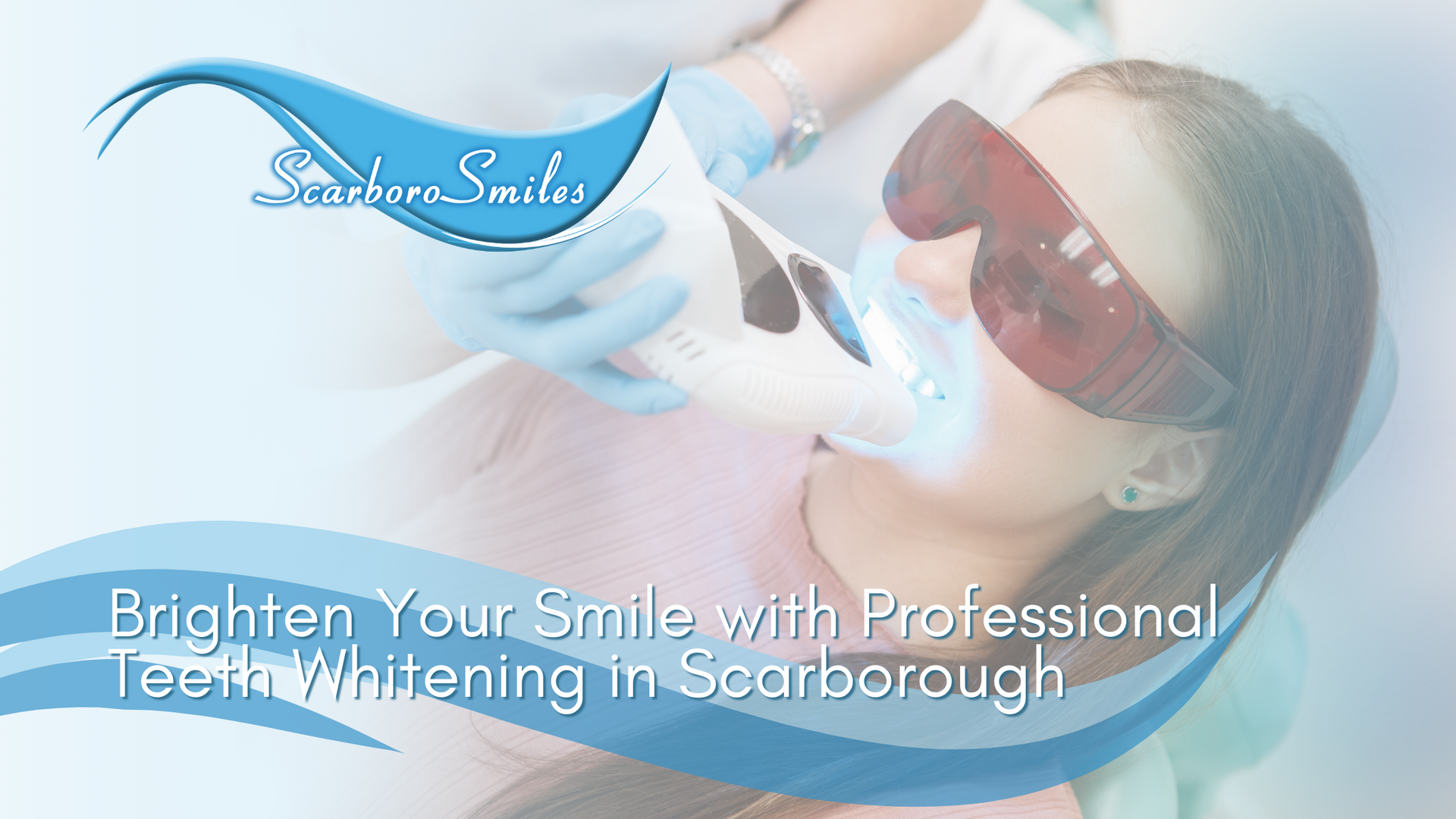 a woman is getting her teeth whitened in scarborough