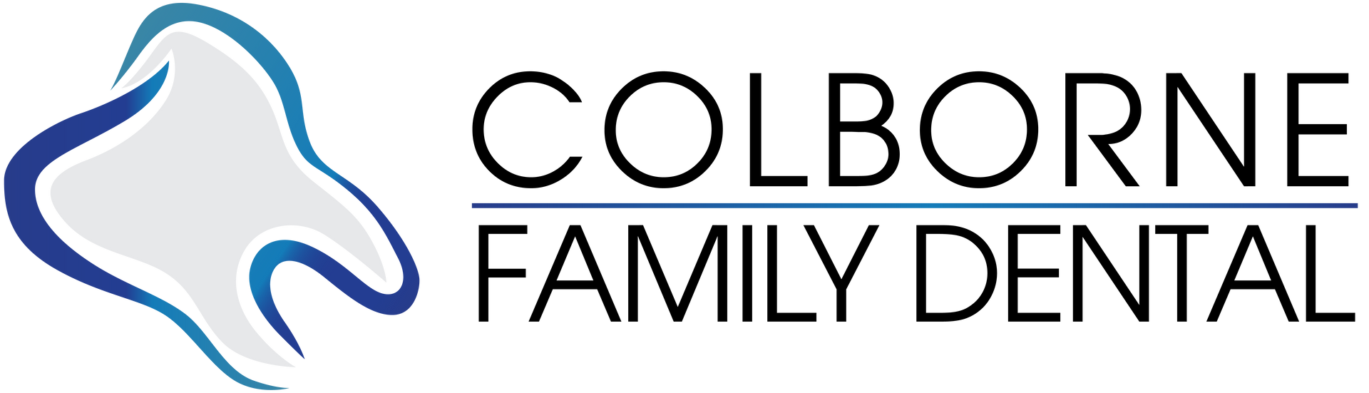 The logo for Colborne Family Dental has a tooth on it.