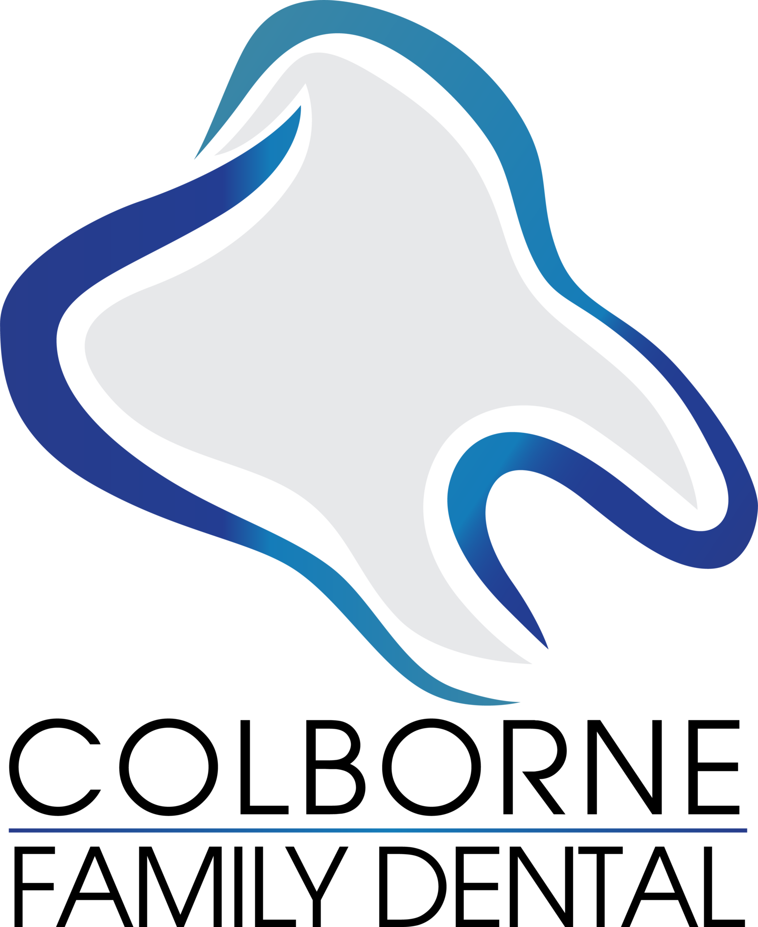 The logo for Colborne Family Dental has a tooth on it.