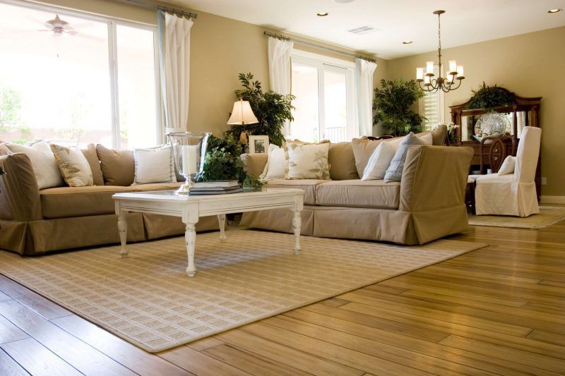 A living room filled with furniture and a coffee table.