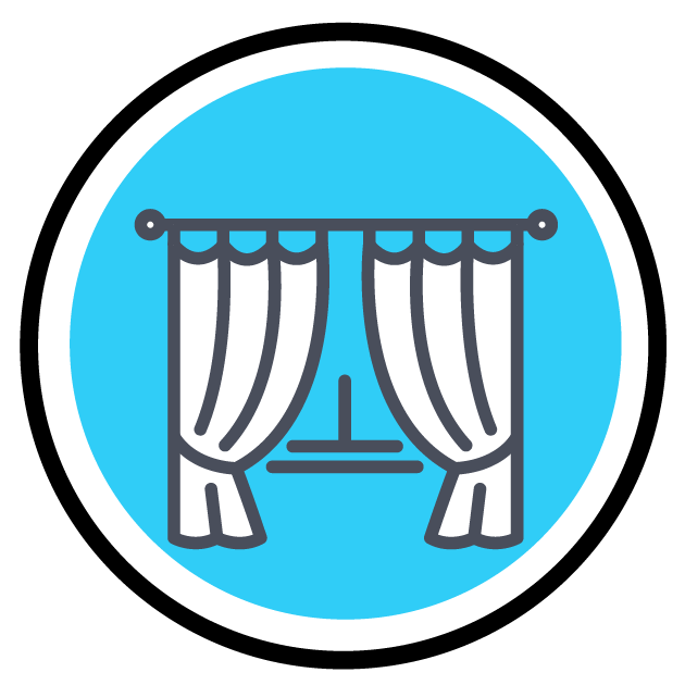 Drapery and blinds cleaning icon.