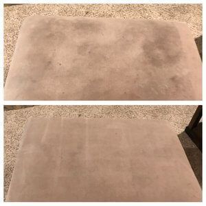 A before and after picture of a carpet being cleaned.