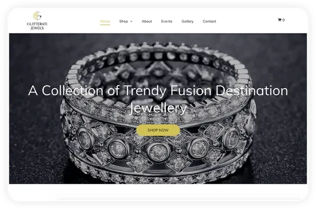 A screenshot of a website for a collection of trendy fusion destination jewellery.