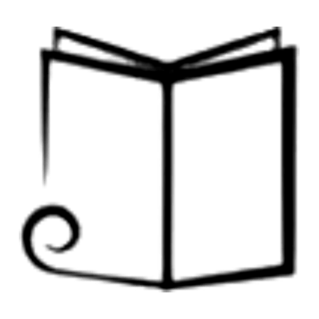 Libro abierto con esquinas curvadas.