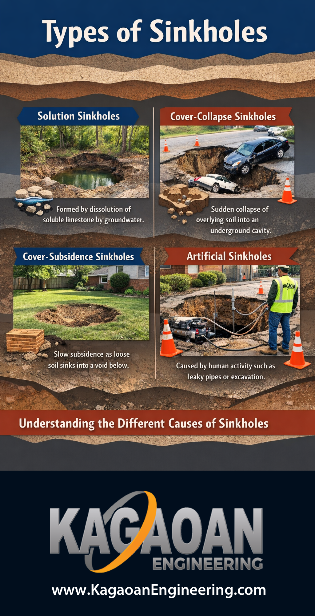 Infographic of Types of Sinkholes