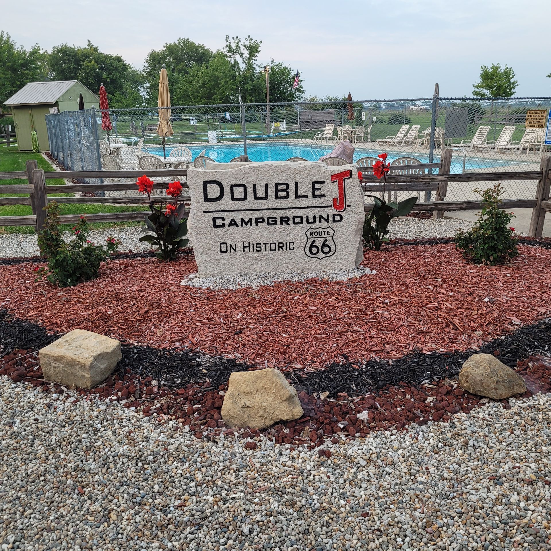 A sign for double t campground on historic route 66
