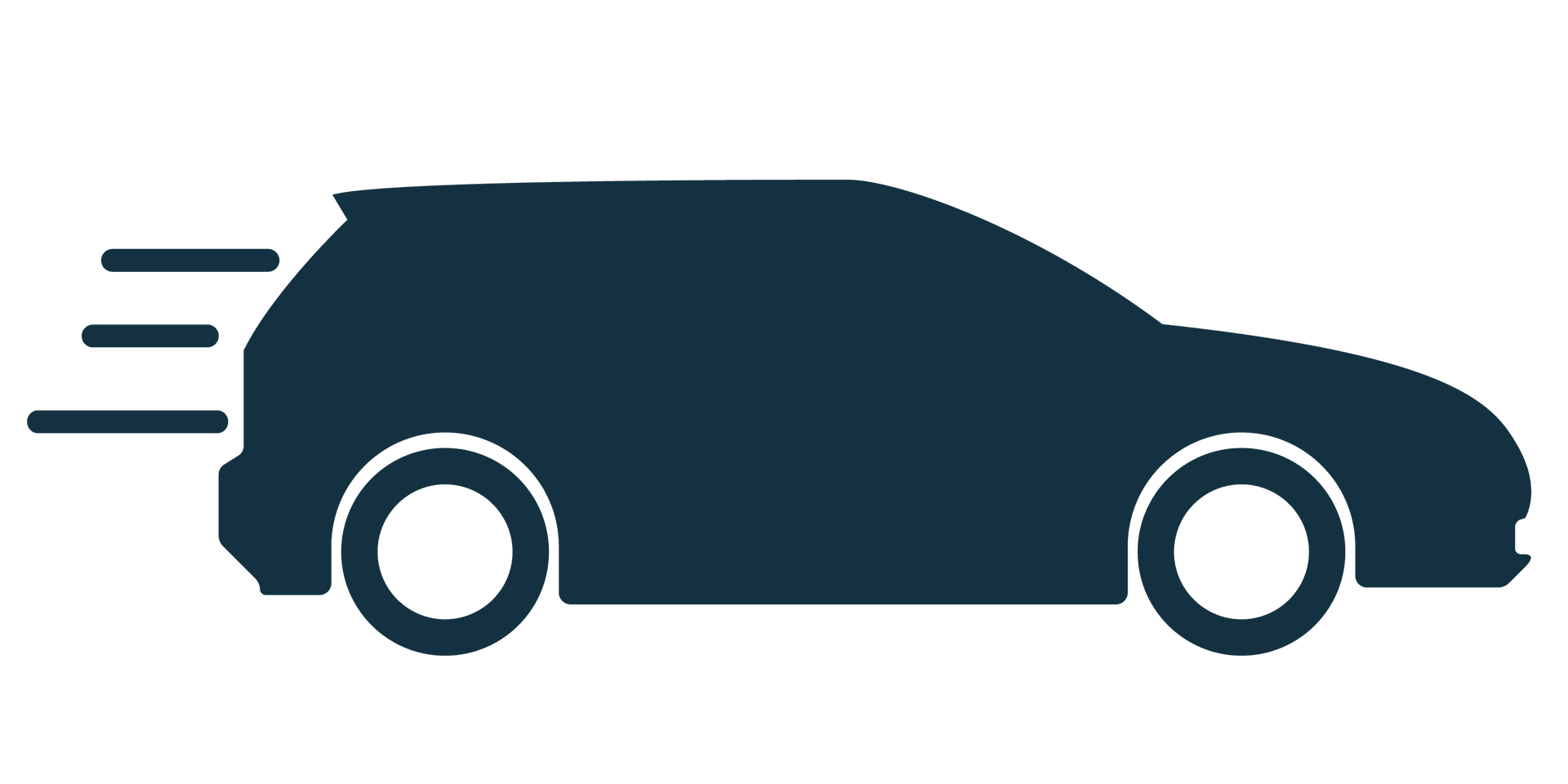 Fast and Reliable Auto Service Dark blue silhouette of a speeding car with motion lines on a black background, representing fast and efficient auto services.